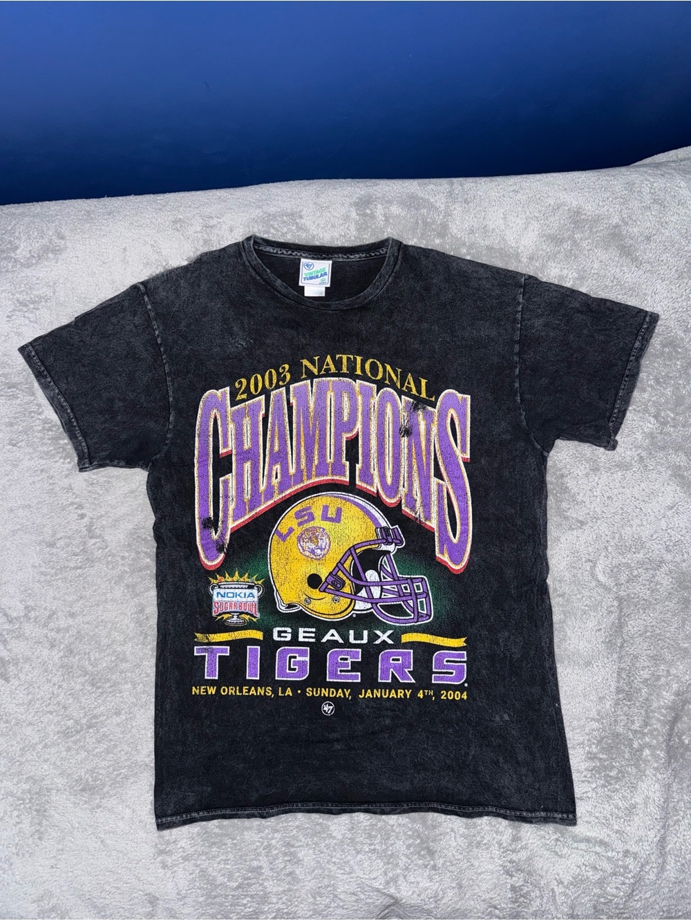 Mens LSU Tigers 2003 National Champions Black Vintage Graphic Tee